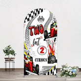 Lofaris Two Fast 2 Curious Racing Birthday Arch Backdrop
